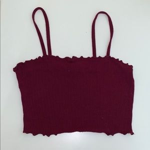 maroon cropped tank top
